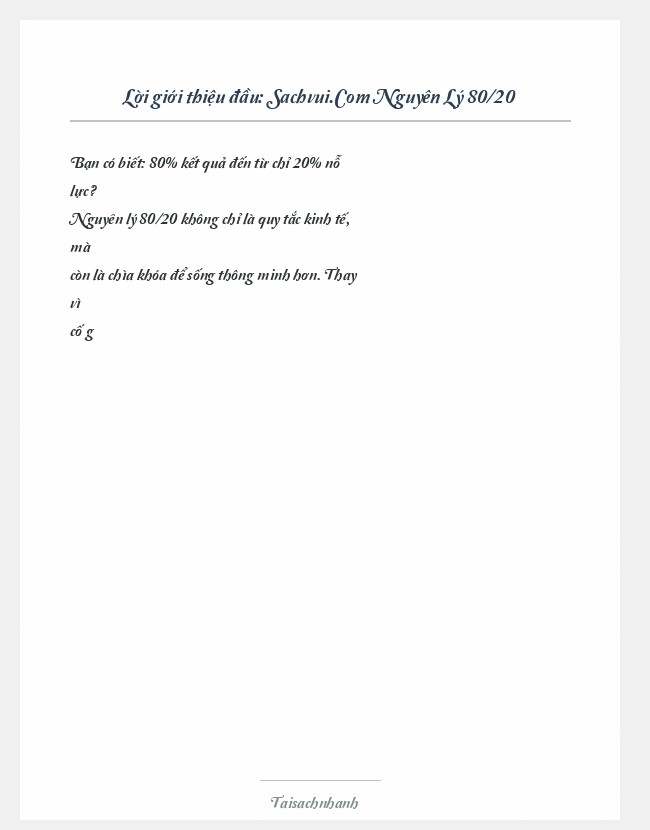 Trích đoạn Sachvui.Com Nguyên Lý 80/20