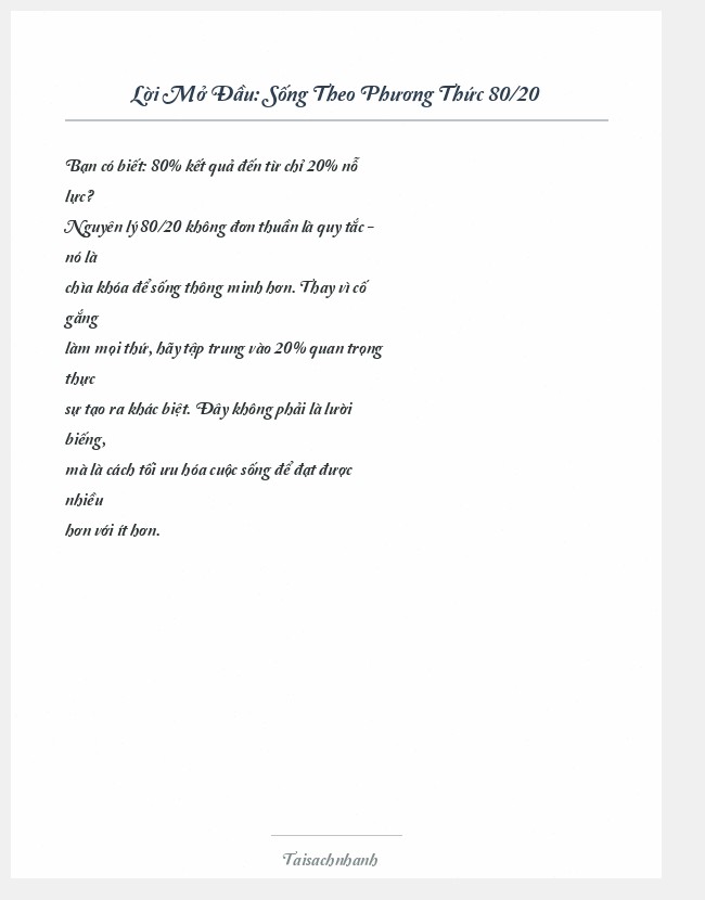 Trích đoạn Sống Theo Phương Thức 80/20