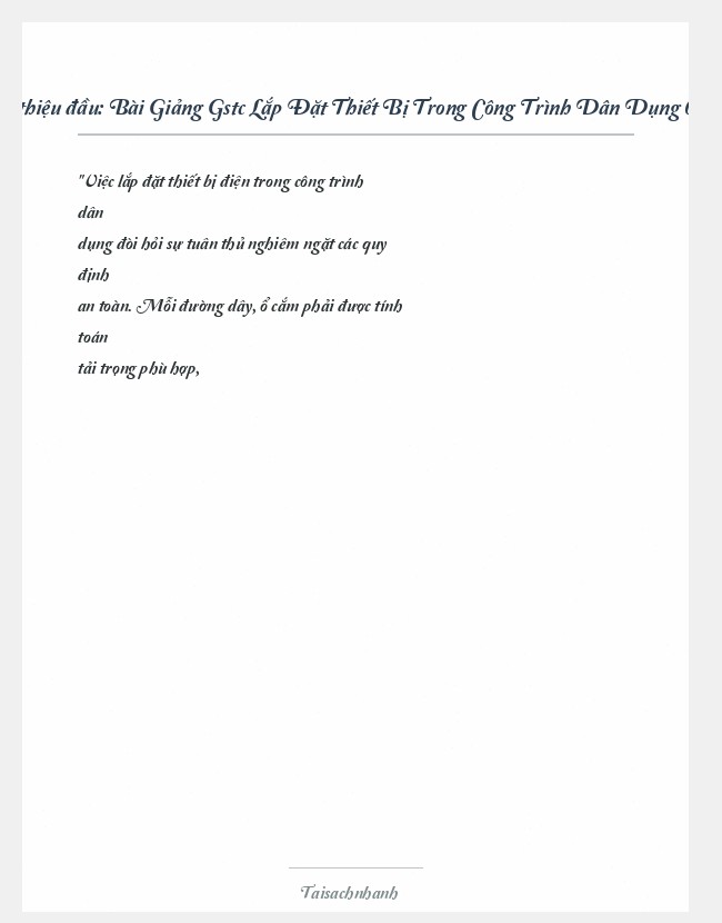 Trích đoạn Bài Giảng Gstc Lắp Đặt Thiết Bị Trong Công Trình Dân Dụng 01/2003