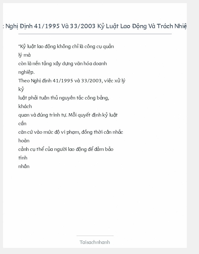 Trích đoạn Nghị Định 41/1995 Và 33/2003 Kỷ Luật Lao Động Và Trách Nhiệm Vật Chất