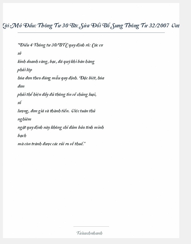 Trích đoạn Thông Tư 30 Btc Sửa Đổi Bổ Sung Thông Tư 32/2007 Vat