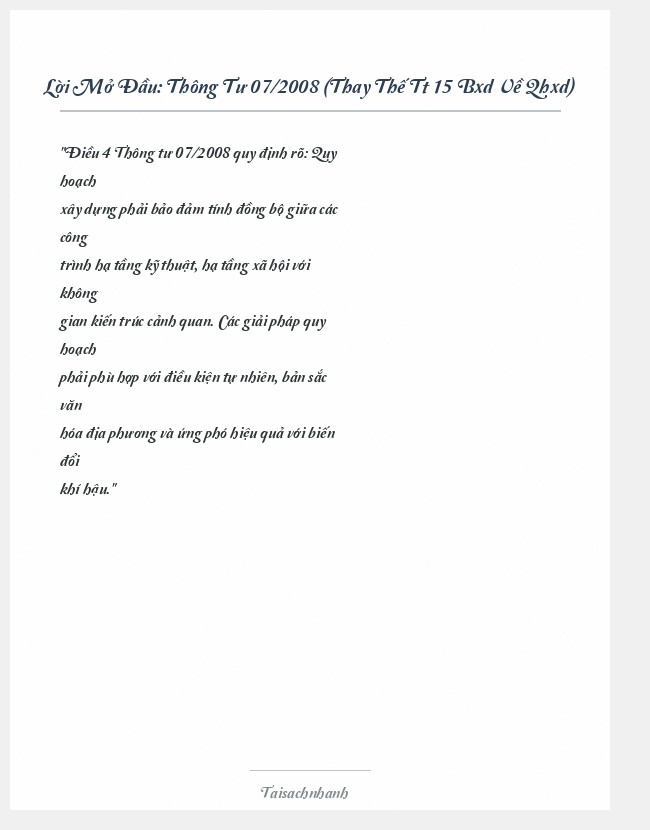Trích đoạn Thông Tư 07/2008 (Thay Thế Tt 15 Bxd Về Qhxd)