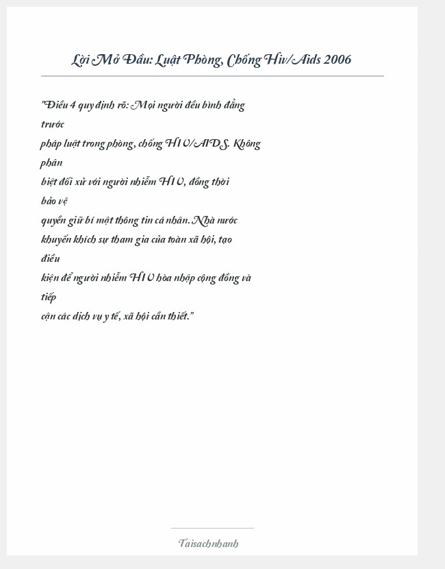 Trích đoạn Luật Phòng, Chống Hiv/Aids 2006