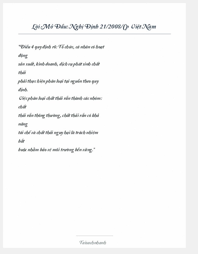 Trích đoạn Nghị Định 21/2008/Cp Việt Nam