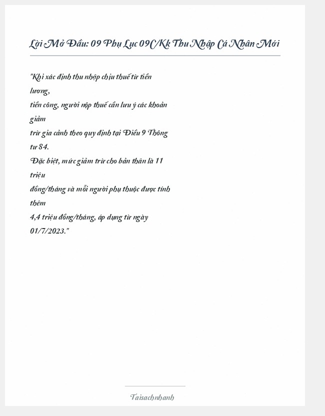 Trích đoạn 09 Phụ Lục 09C/Kk Thu Nhập Cá Nhân Mới