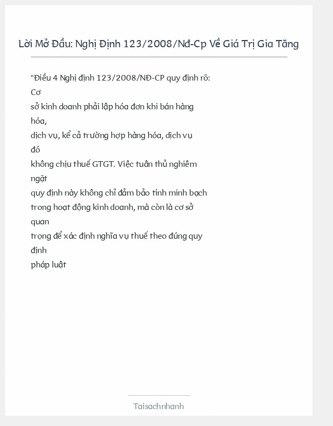 Trích đoạn Nghị Định 123/2008/Nđ-Cp Về Giá Trị Gia Tăng