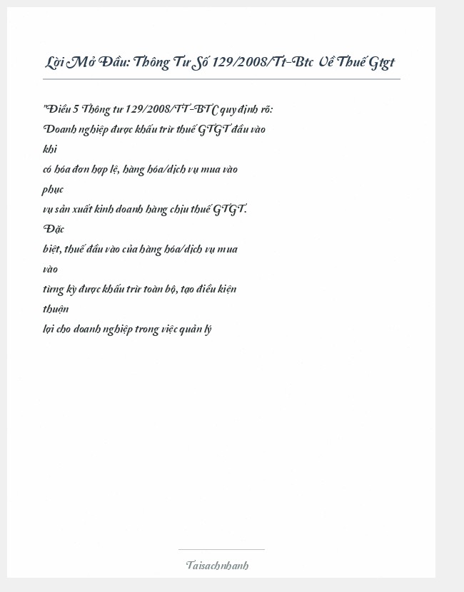 Trích đoạn Thông Tư Số 129/2008/Tt-Btc Về Thuế Gtgt