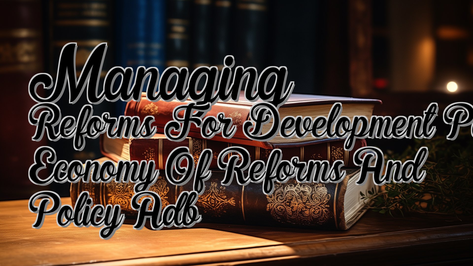 cover-Managing Reforms For Development Political Economy Of Reforms And Policy Adb