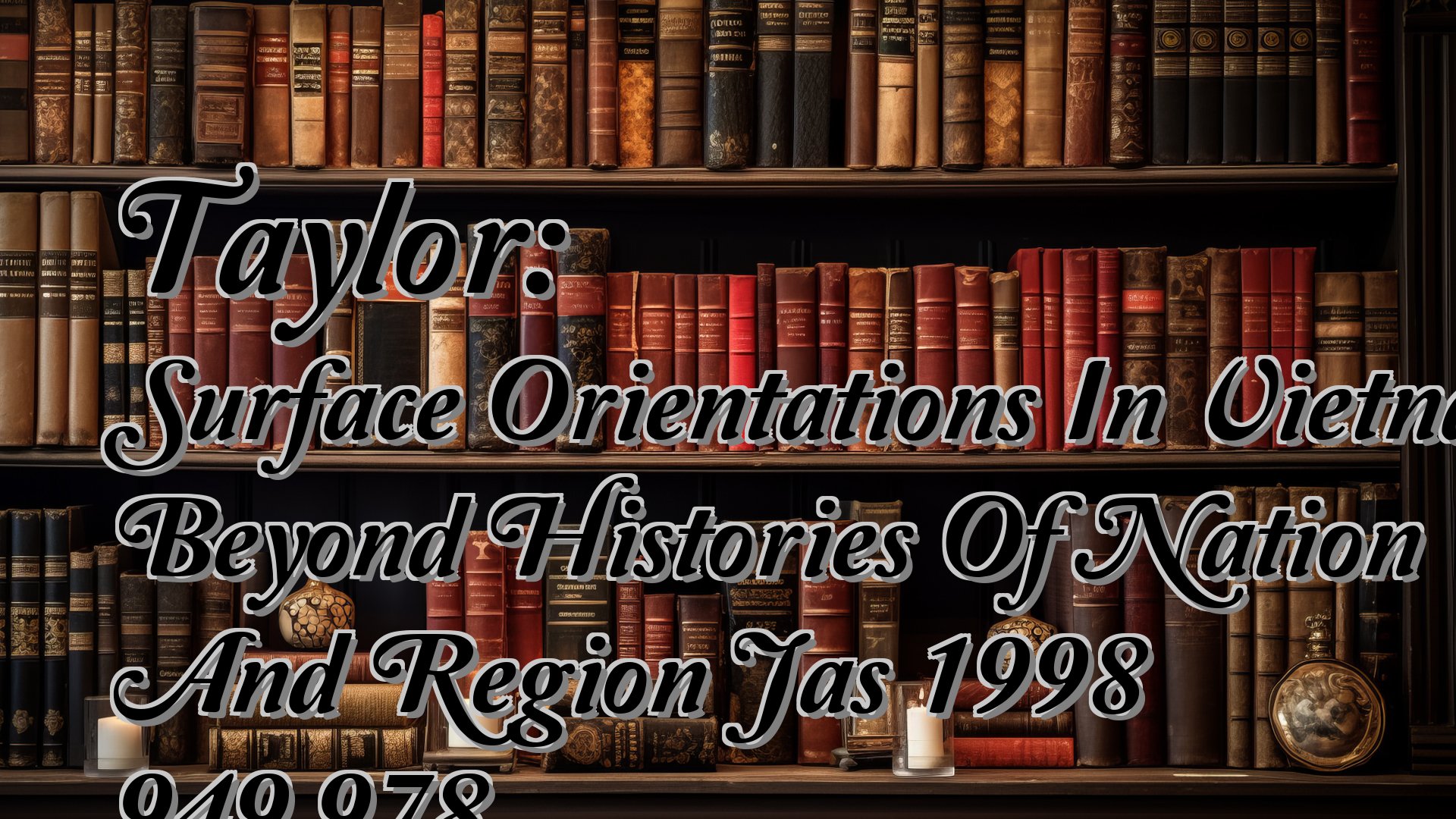 cover-Taylor: Surface Orientations In Vietnam Beyond Histories Of Nation And Region Jas 1998 949 978