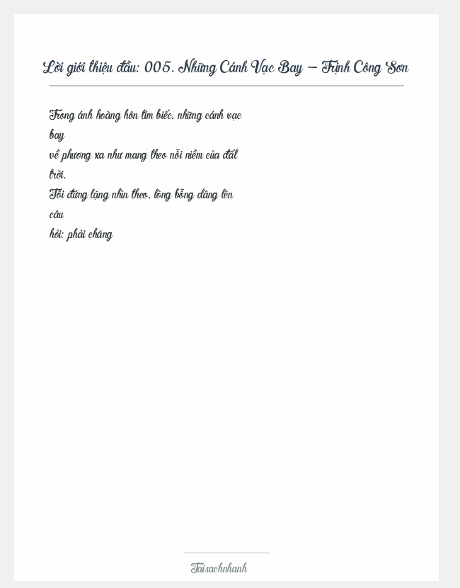 Trích đoạn 005. Những Cánh Vạc Bay - Trịnh Công Sơn