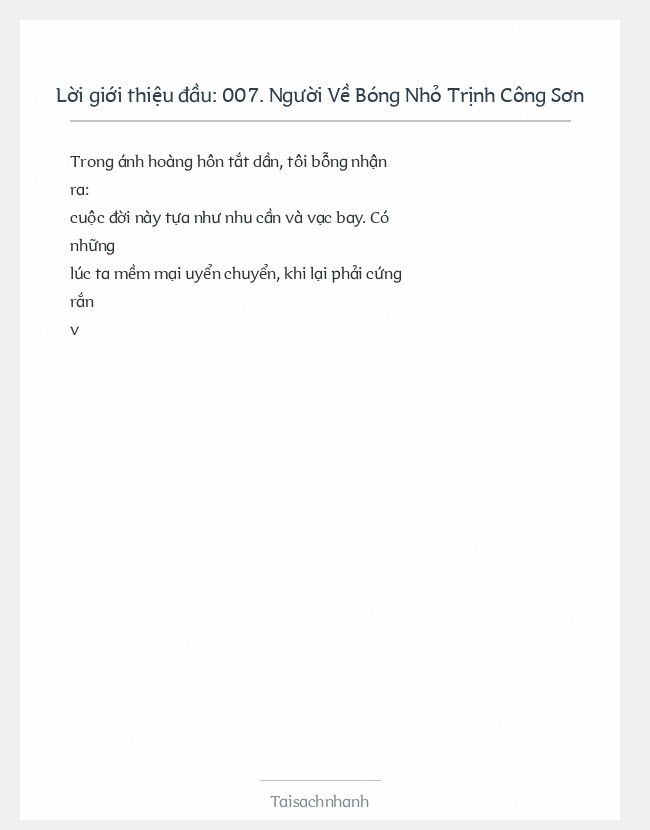 Trích đoạn 007. Người Về Bóng Nhỏ Trịnh Công Sơn