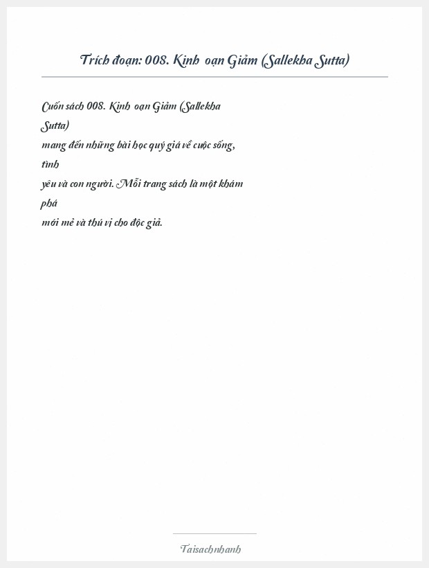 Trích đoạn 008. Kinh Ðoạn Giảm (Sallekha Sutta)