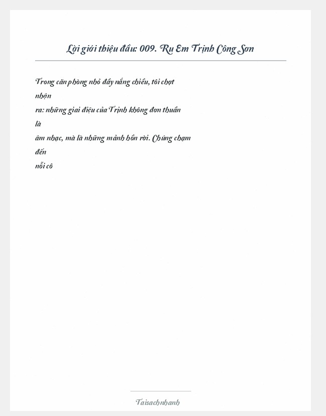 Trích đoạn 009. Ru Em Trịnh Công Sơn