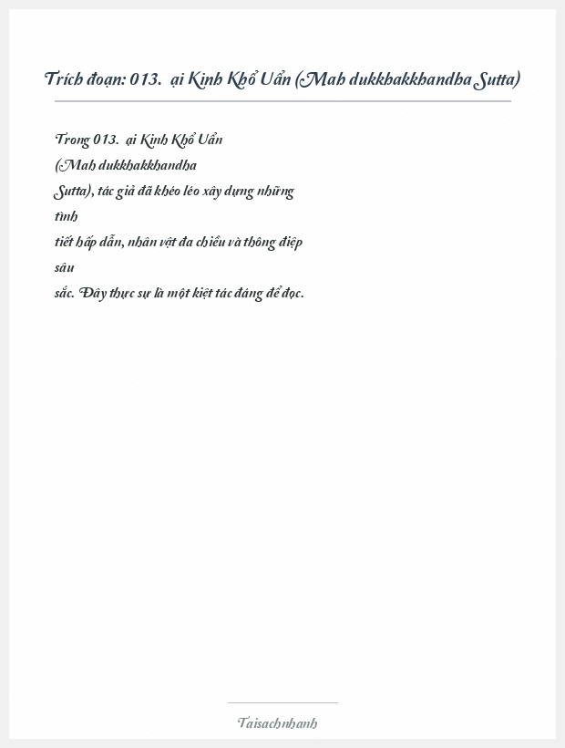 Trích đoạn 013. Ðại Kinh Khổ Uẩn (Mahādukkhakkhandha Sutta)