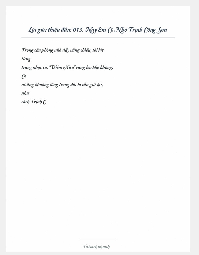 Trích đoạn 013. Nay Em Có Nhớ Trịnh Công Sơn