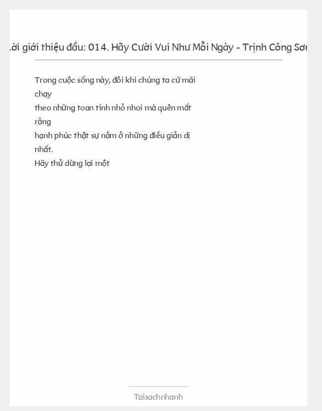 Trích đoạn 014. Hãy Cười Vui Như Mỗi Ngày - Trịnh Công Sơn