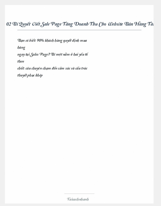 Trích đoạn 02 Bí Quyết Viết Sale Page Tăng Doanh Thu Cho Website Bán Hàng Tài Liệu Tham Khảo