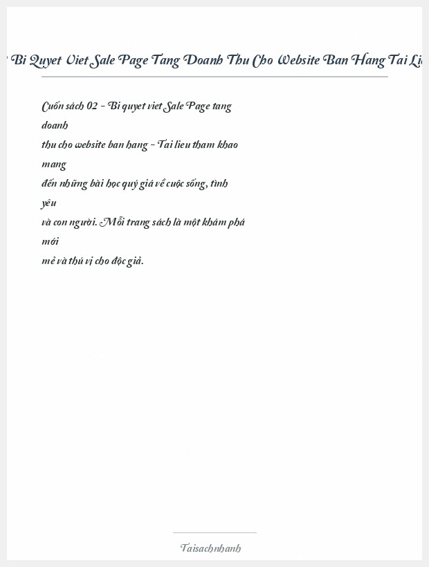 Trích đoạn 02 Bi Quyet Viet Sale Page Tang Doanh Thu Cho Website Ban Hang Tai Lieu Tham Khao