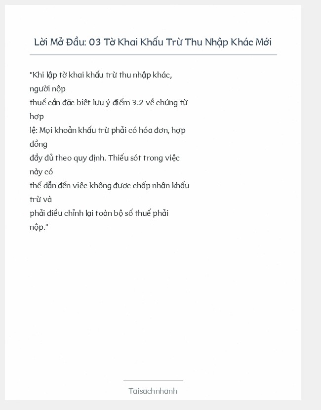 Trích đoạn 03 Tờ Khai Khấu Trừ Thu Nhập Khác Mới