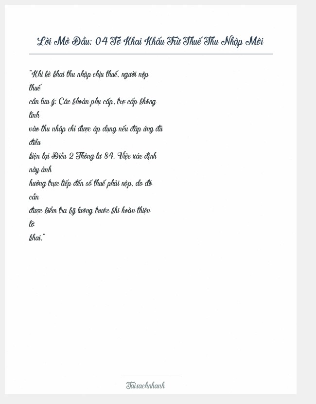 Trích đoạn 04 Tờ Khai Khấu Trừ Thuế Thu Nhập Mới