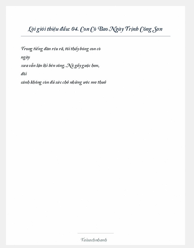 Trích đoạn 04. Con Cò Bao Ngày Trịnh Công Sơn
