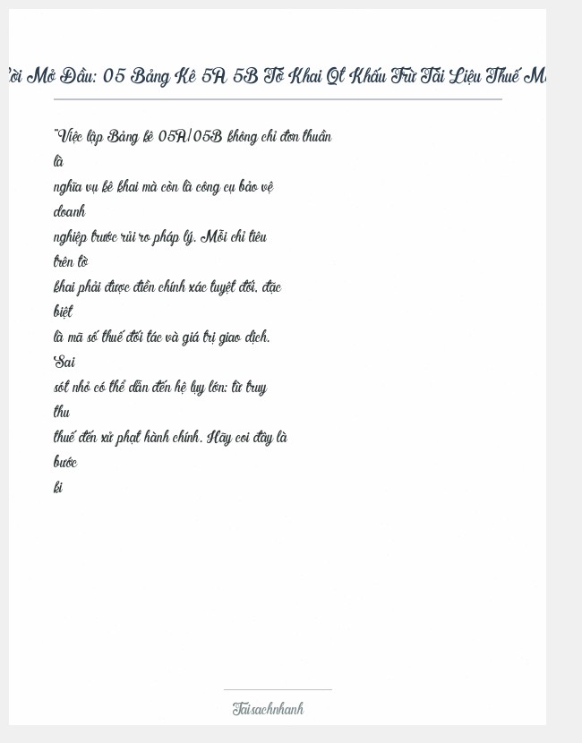 Trích đoạn 05 Bảng Kê 5A 5B Tờ Khai Qt Khấu Trừ Tài Liệu Thuế Mới