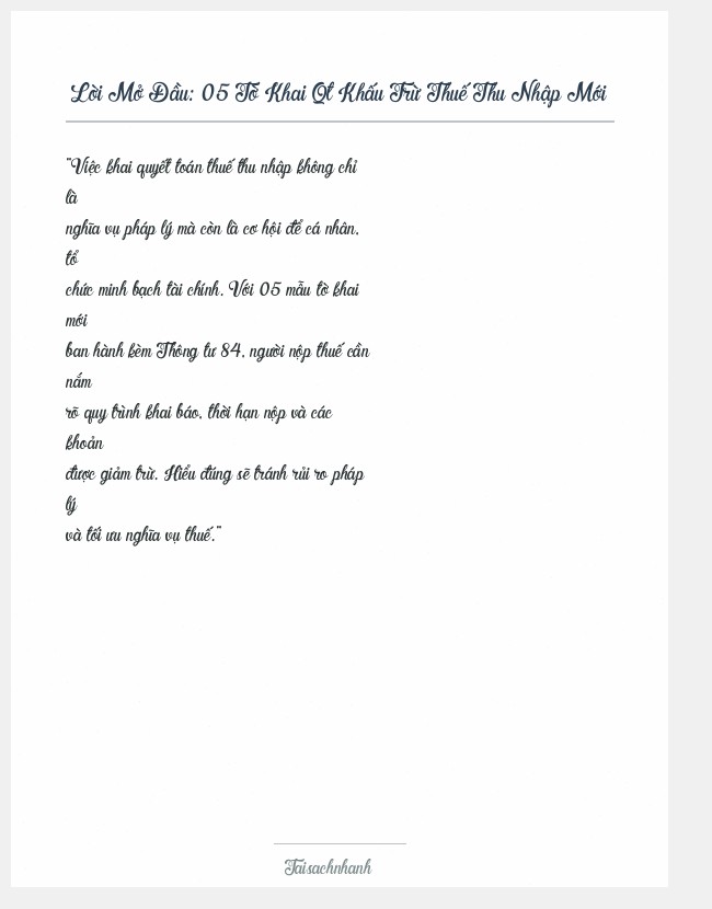 Trích đoạn 05 Tờ Khai Qt Khấu Trừ Thuế Thu Nhập Mới