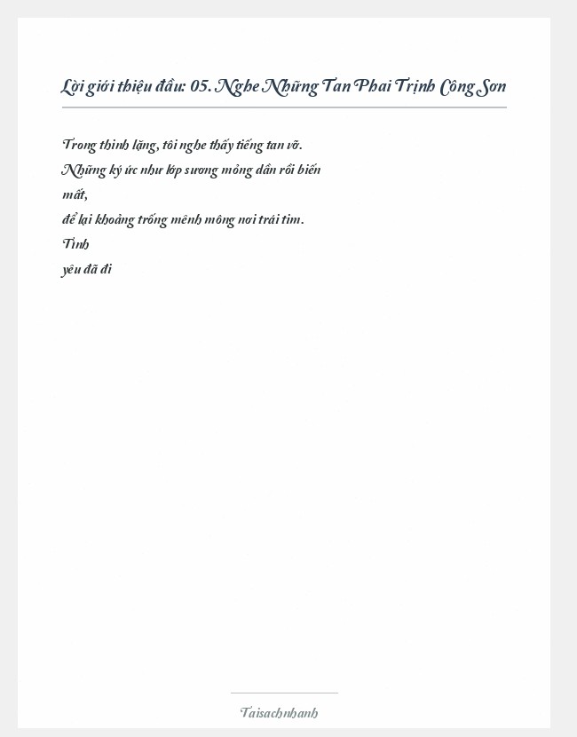Trích đoạn 05. Nghe Những Tan Phai Trịnh Công Sơn