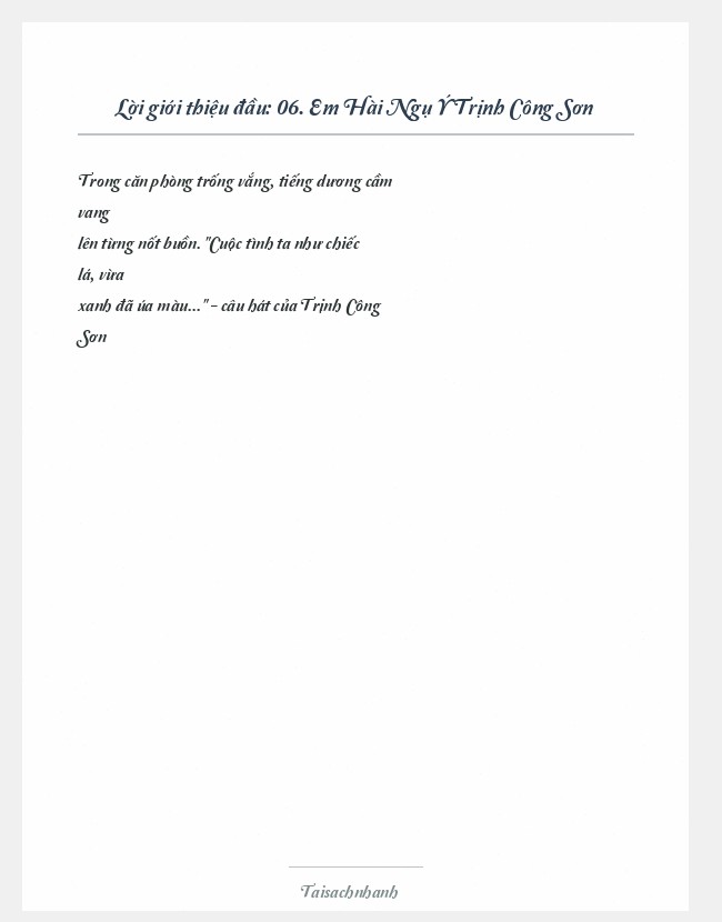 Trích đoạn 06. Em Hài Ngụ Ý Trịnh Công Sơn