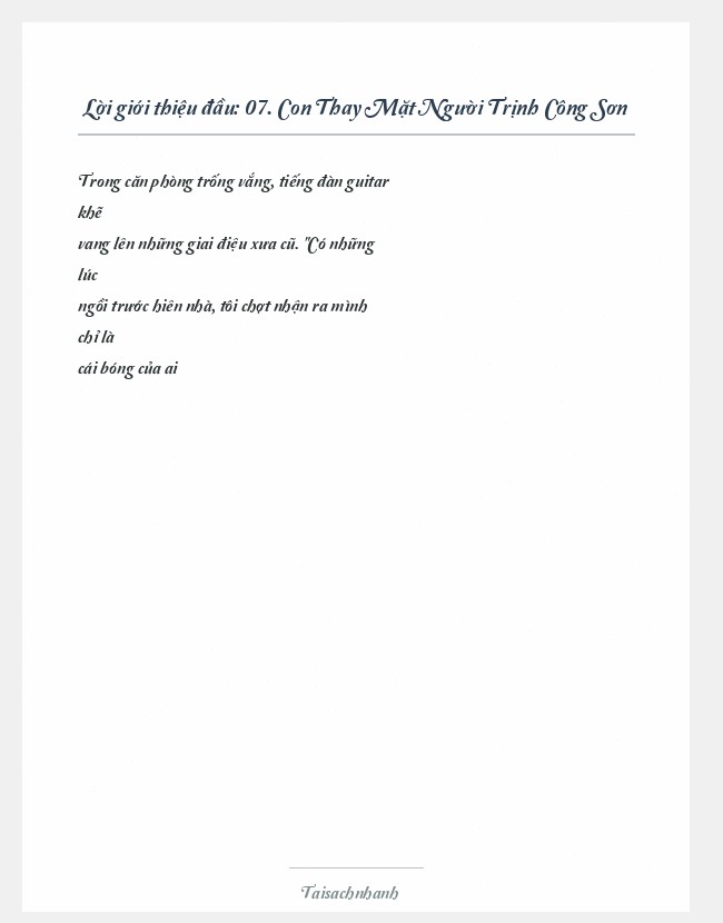 Trích đoạn 07. Con Thay Mặt Người Trịnh Công Sơn