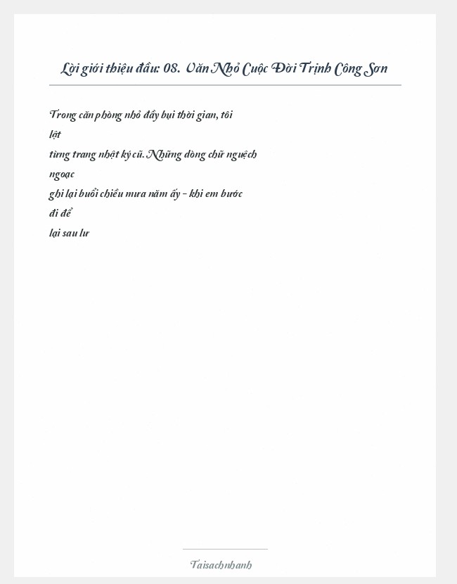 Trích đoạn 08. Văn Nhỏ Cuộc Đời Trịnh Công Sơn