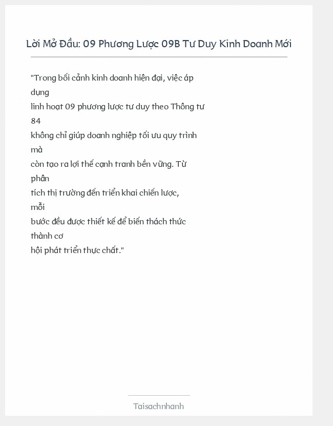Trích đoạn 09 Phương Lược 09B Tư Duy Kinh Doanh Mới