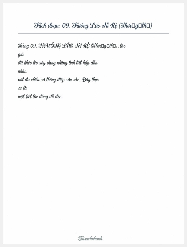 Trích đoạn 09. Trưởng Lão Ni Kệ (Therīgāthā)