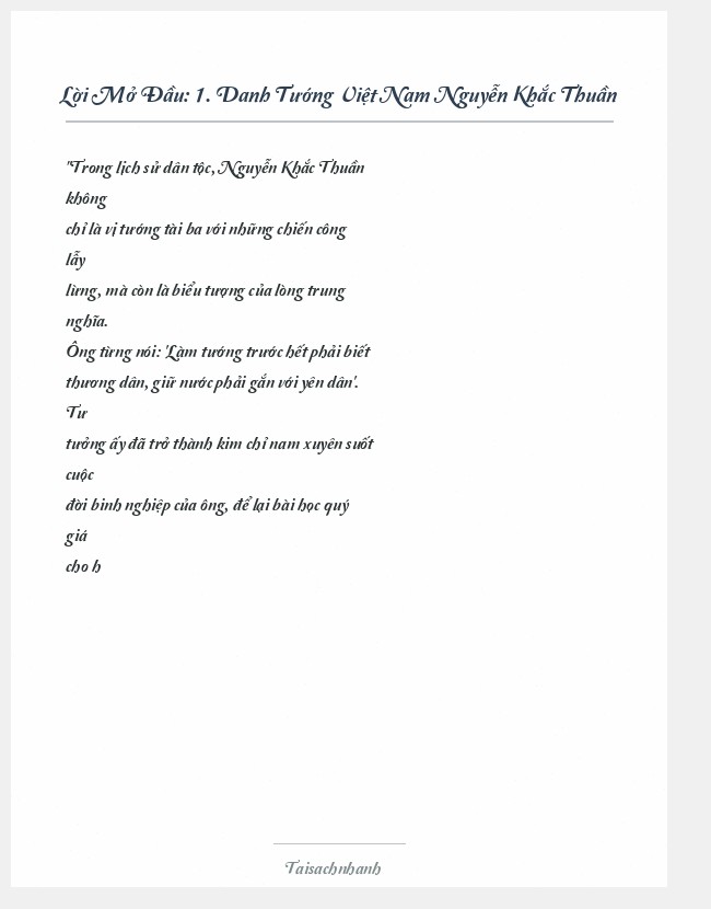Trích đoạn 1. Danh Tướng Việt Nam Nguyễn Khắc Thuần