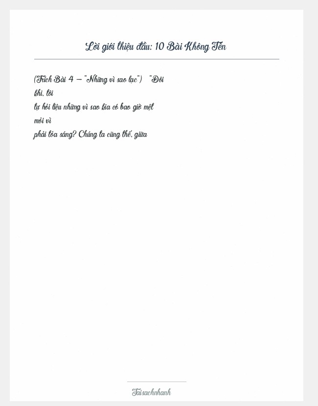 Trích đoạn 10 Bài Không Tên