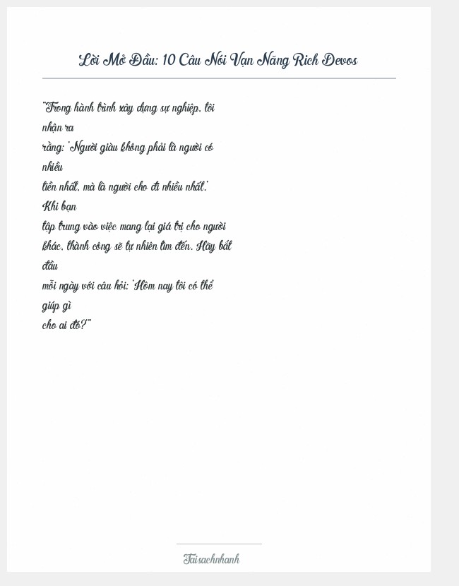 Trích đoạn 10 Câu Nói Vạn Năng Rich Devos