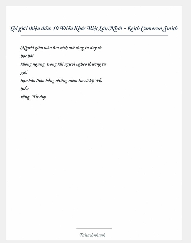 Trích đoạn 10 Điều Khác Biệt Lớn Nhất - Keith Cameron Smith