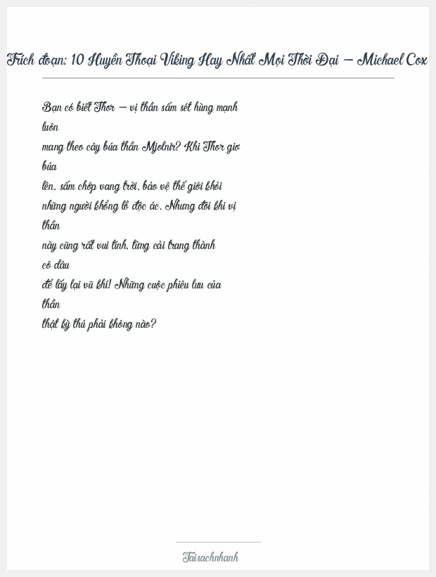 Trích đoạn 10 Huyền Thoại Viking Hay Nhất Mọi Thời Đại - Michael Cox