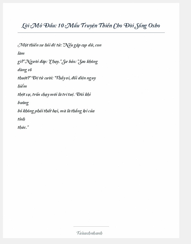 Trích đoạn 10 Mẩu Truyện Thiền Cho Đời Sống Osho