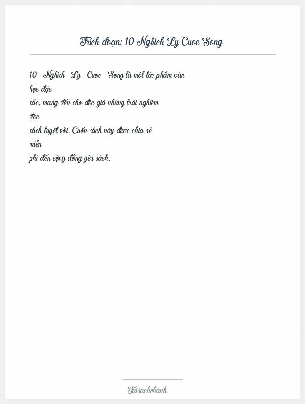 Trích đoạn 10 Nghich Ly Cuoc Song