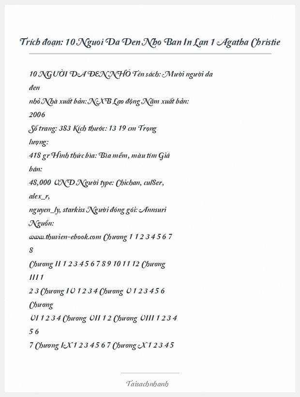 Trích đoạn 10 Nguoi Da Den Nho Ban In Lan 1 Agatha Christie