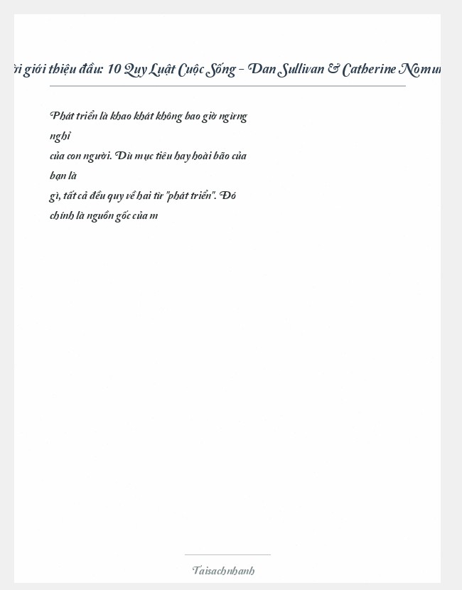 Trích đoạn 10 Quy Luật Cuộc Sống - Dan Sullivan & Catherine Nomura