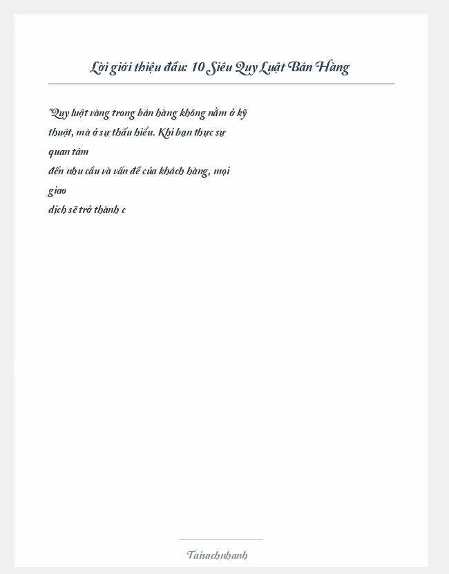 Trích đoạn 10 Siêu Quy Luật Bán Hàng