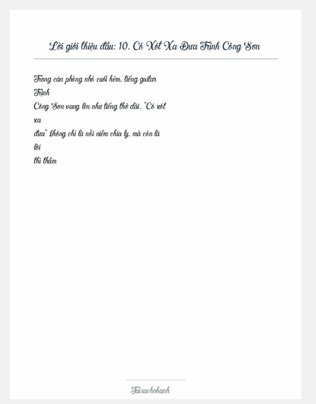 Trích đoạn 10. Có Xót Xa Đưa Trịnh Công Sơn