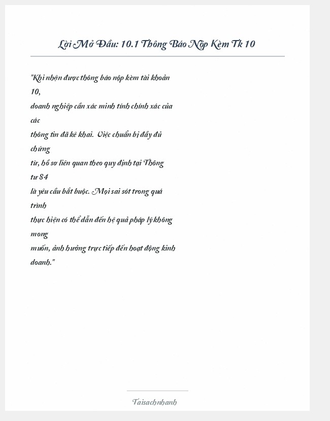Trích đoạn 10.1 Thông Báo Nộp Kèm Tk 10
