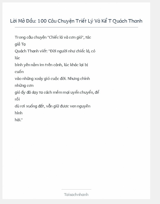 Trích đoạn 100 Câu Chuyện Triết Lý Và Kể T Quách Thanh