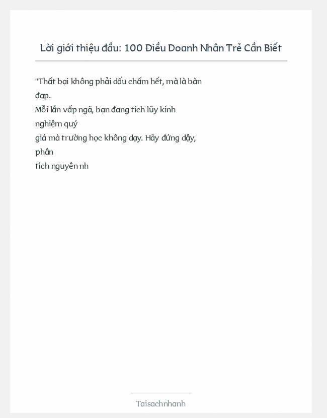 Trích đoạn 100 Điều Doanh Nhân Trẻ Cần Biết