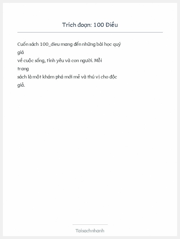 Trích đoạn 100 Điều