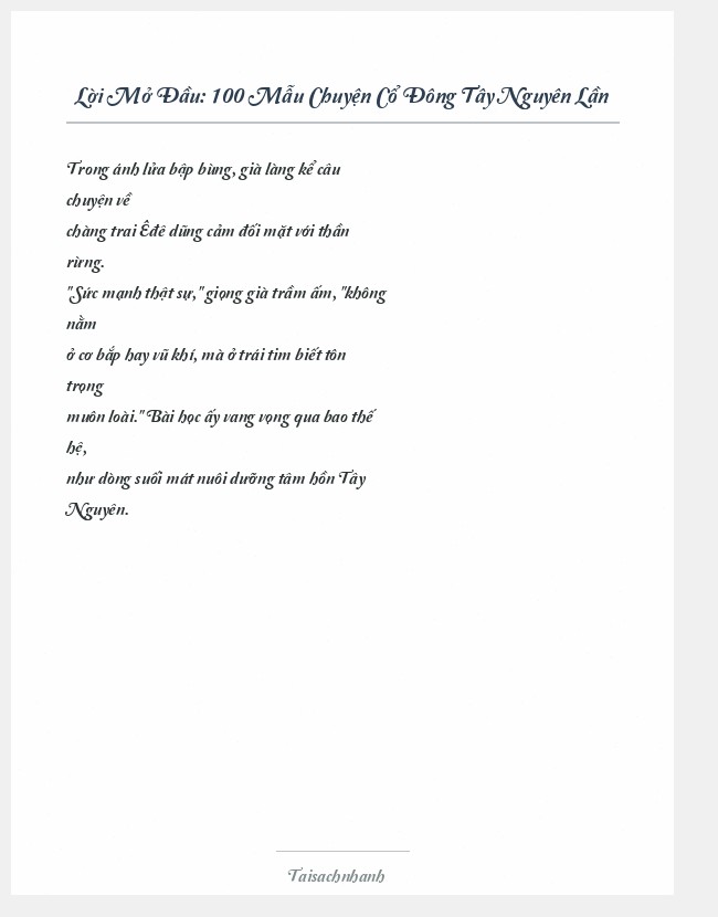 Trích đoạn 100 Mẫu Chuyện Cổ Đông Tây Nguyên Lần