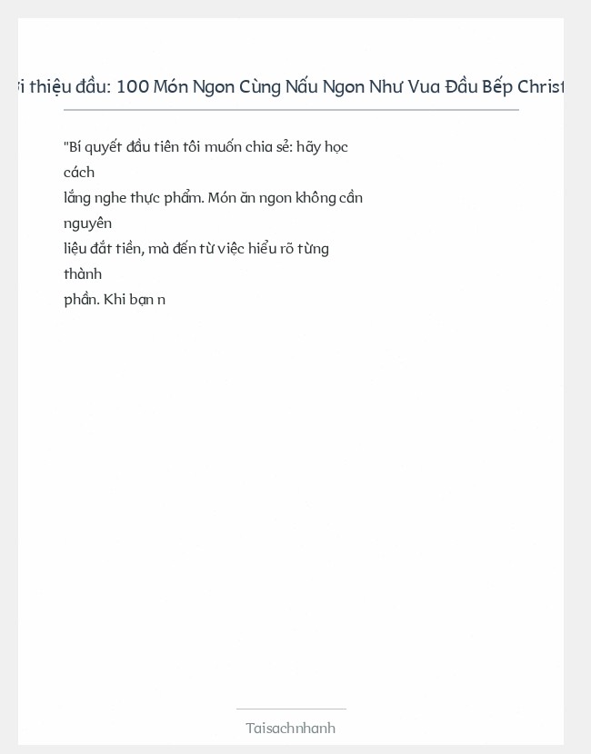 Trích đoạn 100 Món Ngon Cùng Nấu Ngon Như Vua Đầu Bếp Christine Ha